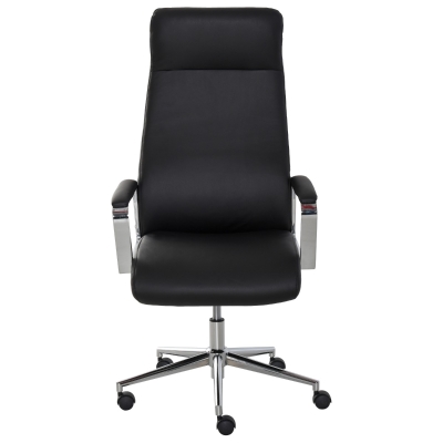 Vinsetto Cadeira de escritório ergonômica giratória ajustável em altura com apoios de braço e rodas de encosto alto 63x64x118.5-128 cm Preto