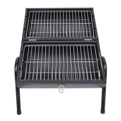 Outsunny Churrasqueira portátil a carvão com 2 grelhadores puxador e fechadura para Picnic Camping 42x26x42 cm Preto