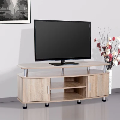 HOMCOM Móvel de TV Moderno Móvel para TV com Armário 2 Portas 2 Prateleiras 120x39,5x52cm Carvalho