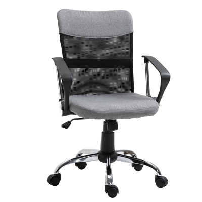 Vinsetto Cadeira ergonômica giratória de escritório com assento ajustável em altura, apoios de braço e rodas 57x57x93-103 cm Preto e cinza