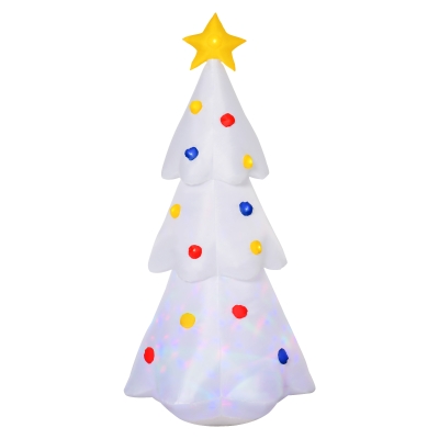 HOMCOM Árvore de Natal Inflável 158cm de Altura com Luzes LED e Inflador Decoração de Natal para Interiores Exteriores 67x61x158cm Branco