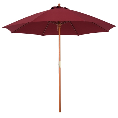 Outsunny Chapéu de Sol com Mastro Desmontável Ângulo Ajustável Sistema de Polia para Exterior Jardim Pátio Piscina Terraço Φ257x253cm Vinho