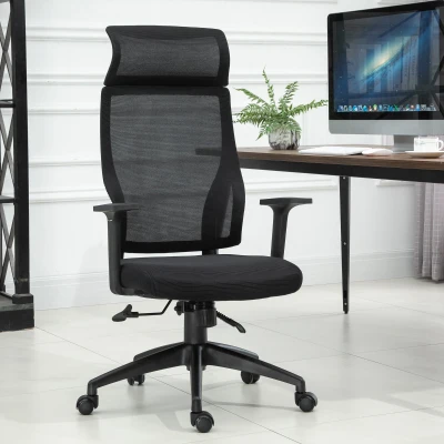 Vinsetto Cadeira ergonômica giratória altura ajustável e reclinável até 120º  64x61x120,9-128,9 cm Preto