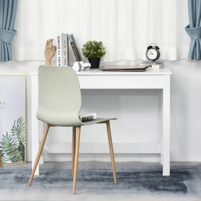 HOMCOM Mesa de escritório multifuncional moderna e minimalista 105x50x76 cm Branco