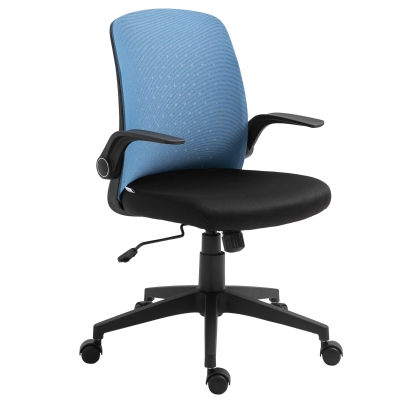 Vinsetto Cadeira de Escritório Ergonômica Giratória Ajustável com Apoio para os Braços Dobrável Suporte Lombar e Encosto Transpirável 57x61x93-102cm Azul