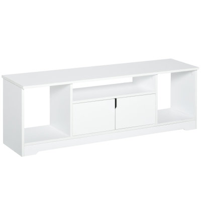 HOMCOM Móvel de TV para Televisores de até 42” Móvel de Sala de Estar Moderno com Armário de Dupla Porta e 3 Compartimentos Abertos 120x30x41cm Branco