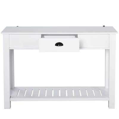 HOMCOM Mesa consola tipo aparador estilo colonial com prateleira inferior espaçosa 120x39x81 carga 60kb Branco