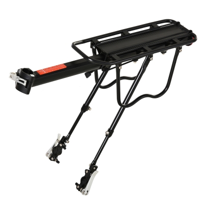 HOMCOM Suporte de Bagagem Traseiro para Bicicleta com Refletor Vermelho para Malas com Carga Máxima de Revestimento Inoxidável 25 kg 58x39x14,5 cm Preto