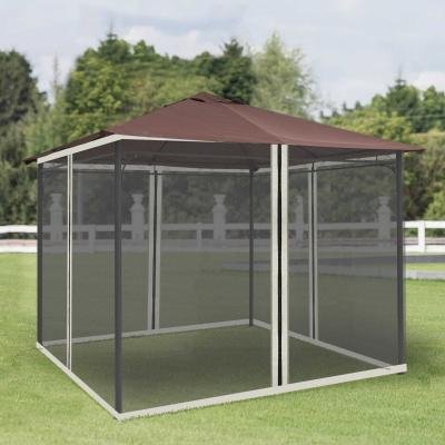 Outsunny 4 Painéis Laterais 302x207 cm para Tenda de Jardim Mosquiteira com Zíperes e Anéis Preto