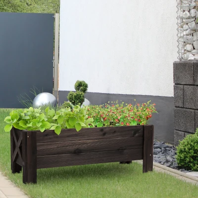Outsunny Horta Vertical Floreira de Madeira Retangular com Pés para Flores Plantas Cultivos 100x36,5x36cm Marrom