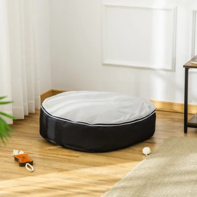 PawHut Cama para Cães e Gatos Lavável com Capa Removível Almofada para Cães de Tamanho Mediano Tecido de Oxford e Pelúcia Suave 80x72x18cm Cinza e Preto