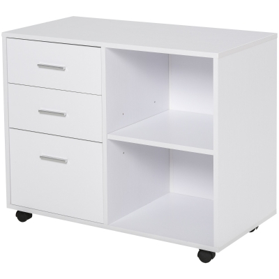 HOMCOM Suporte da impressora Escritório com 3 prateleiras reguláveis 80x40x65 cm Branco