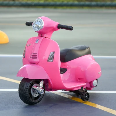 HOMCOM Mota elétrica para crianças acima de 18 meses com licença  faróis  buzina e 4 rodas 66,5x38x52 cm Rosa