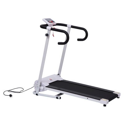HOMCOM Passadeira Elétrica Dobrável Passadeira Elétrica com Velocidade 1-10km/h com Ecrã LCD e Carga Máxima 110kg para Casa Escritório 125x61x118 cm Branco e Preto