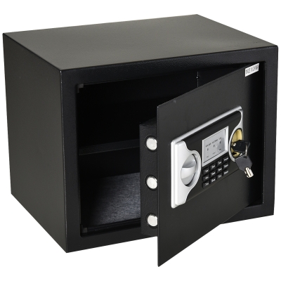HOMCOM Cofre eletrônico com chave 2 códigos Capacidade de 27L Aço 38x30x30 cm
