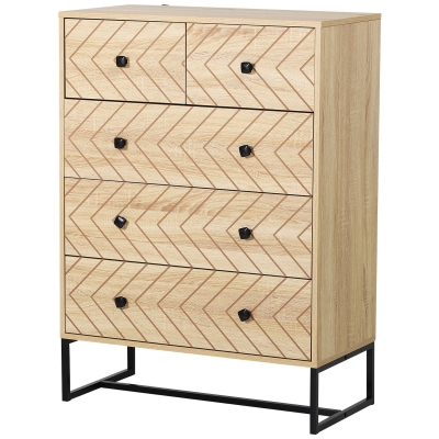 HOMCOM Cômoda tipo armário auxiliar com 5 Gavetas amplo espaço de Armazenamento para Escritório sala de estar 80x39.5x110cm