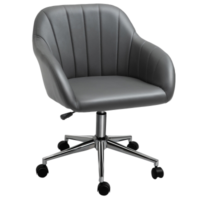 Vinsetto Cadeira de Escritório Ergonômica Giratória com Altura Ajustável Encosto e Apoio para os Braços de Pele Sintética Carga 120kg 60x59x79-89cm Cinza