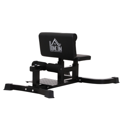 HOMCOM Máquina Sissy Squat Máquina Multifuncional para Agachamentos Treinamento de Abdominais com Assentos Ajustáveis 71x108x46-58cm Preto