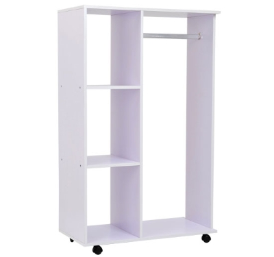 HOMCOM Armário aberto de madeira com rodas 80x40x128cm branco