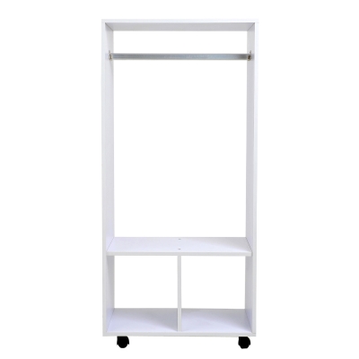 HomCom Armário aberto Móvel de madeira com Trilho Estantes 60x40x128cm Branco
