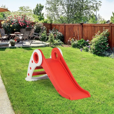 HOMCOM Escorrega infantil para crianças acima de 3 anos dobrável com escada e rampa 120x50x56 cm Vermelho