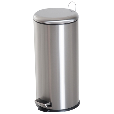 HOMCOM Lixeira com abertura por pedal com 30 L de volume em prata de aço inoxidável