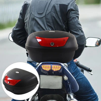 HOMCOM Mala para Motocicleta Mala para Mota Capacidade de 48L com Fechadura e 2 Chaves 59x43x33 cm Preto e Vermelho