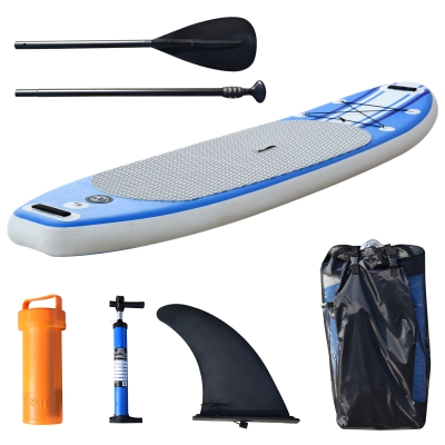 HOMCOM Prancha de paddle surf Inflável com 3 aletas Remo Ajustável e Bomba 305x76x15cm Azul