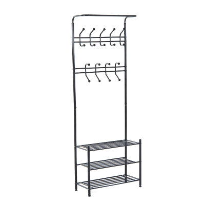 HOMCOM Cabide metálico para roupas e sapatos 18 Ganchos 3 Prateleiras 67x30x185cm