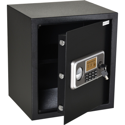 HOMCOM Cofre eletrônico com chave 2 códigos Capacidade de 32L Aço 35x30x39,3 cm