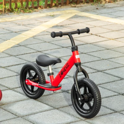 HOMCOM Bicicleta sem Pedais para Crianças de 2-5 Anos com Assento e Guiador Ajustáveis Bicicleta de Equilíbrio Infantil com Estrutura de Aço 89x37x55-60cm Vermelho
