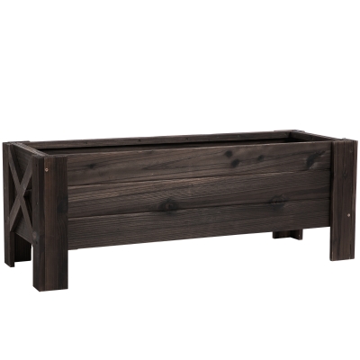 Outsunny Horta Vertical Floreira de Madeira Retangular com Pés para Flores Plantas Cultivos 100x36,5x36cm Marrom