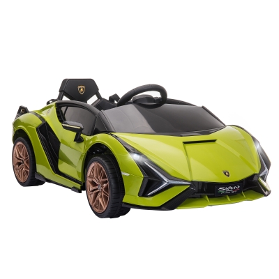 HOMCOM Carro Elétrico Lamborghini SIAN 12V para Crianças acima de 3 Anos com Controle Remoto Abertura da Porta Música MP3 USB e Faróis 108x62x40cm Verde