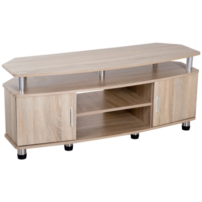 HOMCOM Móvel de TV Moderno Móvel para TV com Armário 2 Portas 2 Prateleiras 120x39,5x52cm Carvalho
