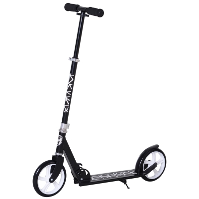 HOMCOM Trotinete Dobrável para Adultos e Crianças (acima de 14 anos) com Freio Rodas Grandes Guiador Altura Ajustável 86/92 / 98cm Carga 100kg