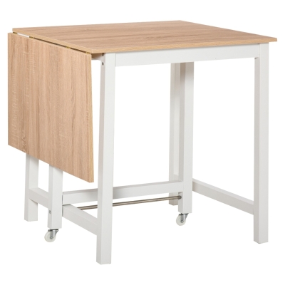 HOMCOM Mesa de jantar dobrável com 2 rodas Mesa lateral multifuncional para cozinha estudo 118x70x76,5 cm Carvalho