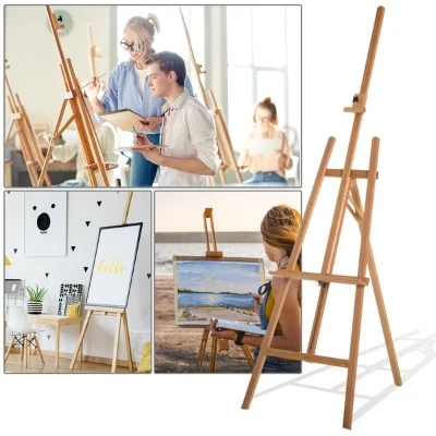 HOMCOM Cavalete de Pintura Cavalete de Madeira de Faia de Desenho para Estúdio com Altura Ajustável 65x44x174-230 cm Madeira