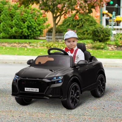 HOMCOM Carro Elétrico Infantil para Crianças de 3-5 Anos Licença Audi RS Q8 com Bateria 6V Controle a Distância Música MP3 Buzina e Luzes Velocidade Máx. 3km/h 101x62x51cm Preto