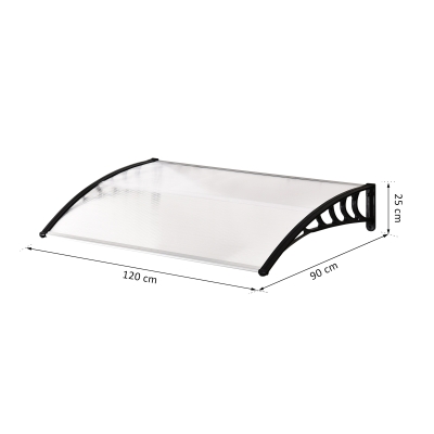 Outsunny Marquise para portas Janelasde Proteção para Janelas de Portas Contra Sol e Chuva de policarbonato de 5mm Transparente 120x90x25 cm