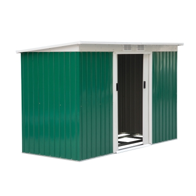Outsunny Galpão de jardim de metal para armazenamento de ferramentas 277x130x173cm Aço verde