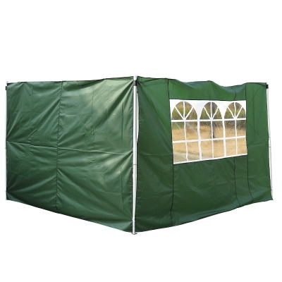 Outsunny 2 paredes Parte lateral para tenda 3x3m lado gazebo A tela impermeável de Oxford com janela 300x200cm - verde escuro