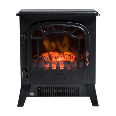 HomCom Lareira Eléctrica com Termóstato Bilho 900W/1800W 36x25,5x41,5cm Aço