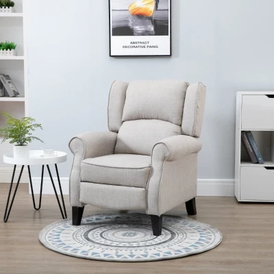 HOMCOM Poltrona Relax Com Reclinação Manual até 160° com Apoio para Pés Retrátil Esponja de Densidade Estofado em Serapilheira 77x88x102cm Cinza