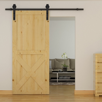 HOMCOM Conjunto de ferragens para porta deslizante dupla Suporta 90 kg 200 cm de comprimento Preto