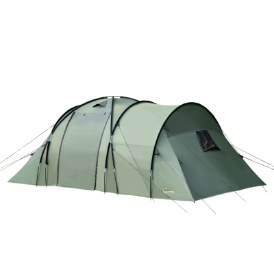 Outsunny Tenda Impermeável para 5 Pessoas 2000mm com 4 Janelas vestíbulo e 2 Salas para Acampamento 580x260x200 cm Verde
