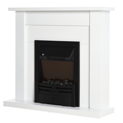 HOMCOM Lareira elétrica com temporizador Termostato Luz de 5 níveis 1000W / 2000W 102x30x95 Branco