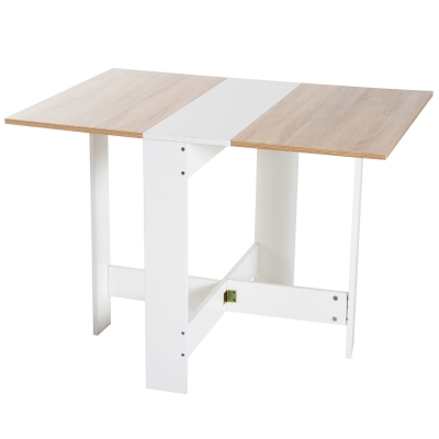 HOMCOM Mesa Dobrável Cozinha Sala de estar Mesa de apoio com 2 Abas Rebatíveis Economiza Espaço Design Moderno 103x76x73,5 cm Madeira