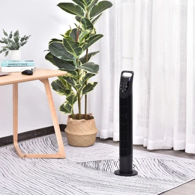 HOMCOM Ventoinha de Coluna com 3 Nivéis de Velocidade Temporizador 7,5h Potência 40W e Oscilação 70° Ø18x78,5 cm Preto