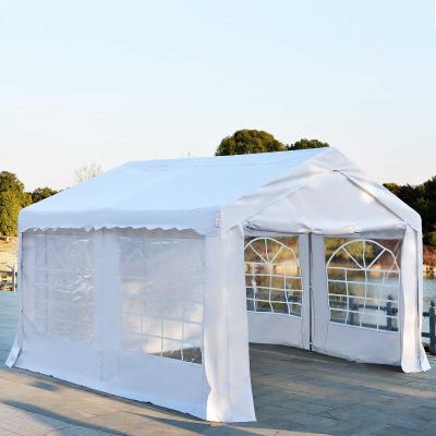 Outsunny Tenda para Festas 400x400x280cm para Exterior Campismo Casamentos com 4 Janelas e 2 Portas Branco