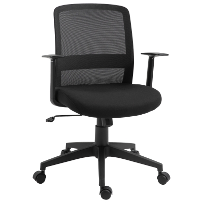 Vinsetto Cadeira de Escritório Giratória com Altura Ajustável Apoio para os Braços Suporte Lombar Encosto Transpirável e Basculante 58x60x89-99cm Preto